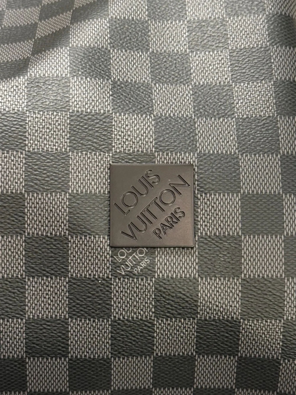 Black Damier Graphite Carryall Duffle with Monogram Accents and leather bracelet - Picture 3 of 4